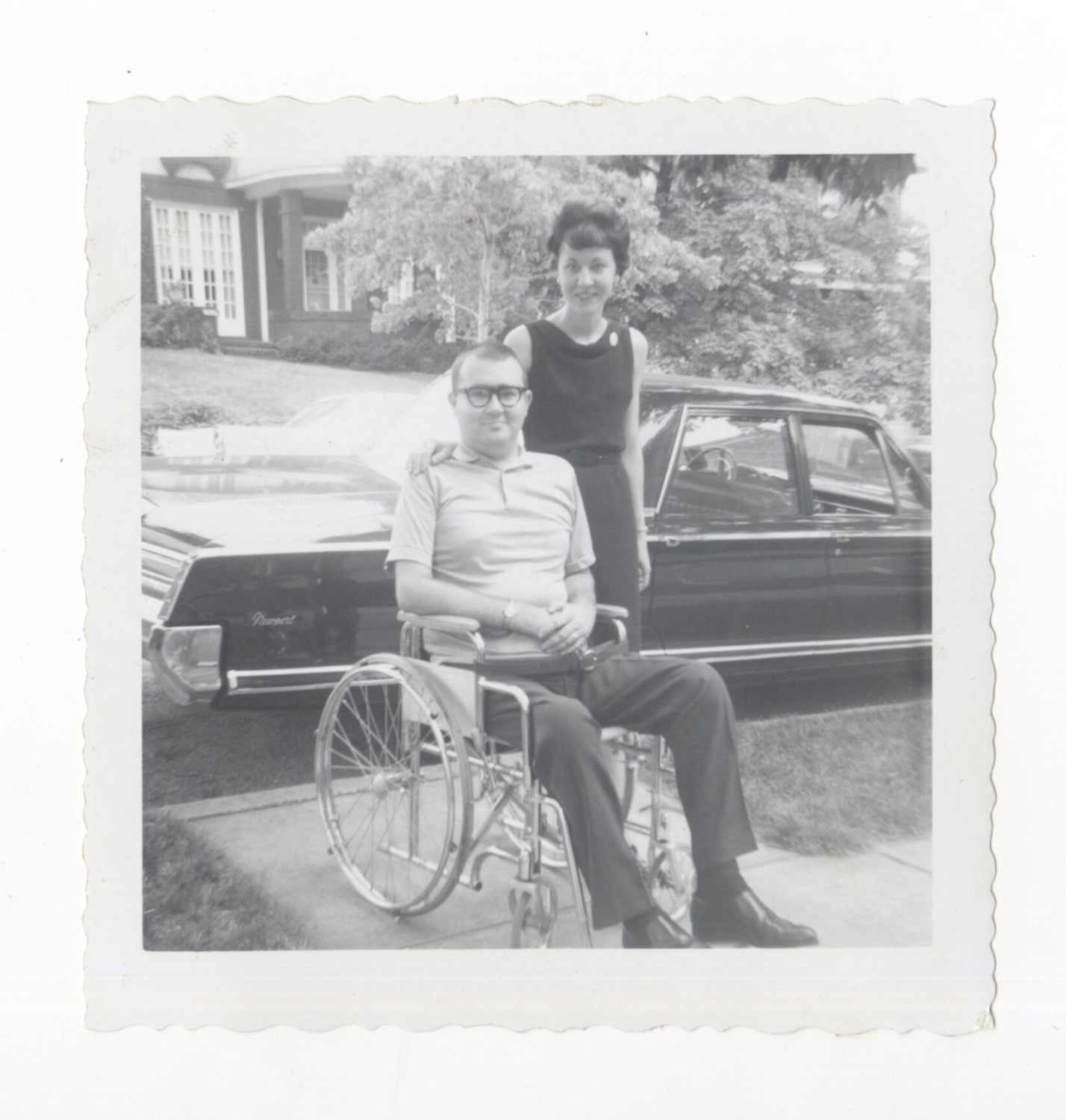 Holly and Paul in front of their Chrysler Newport, which was adapted for Paul’s use in 1966. Holly and Paul Dick Family Papers and Photographs, MSS 1177, Detre Library & Archives at the History Center.