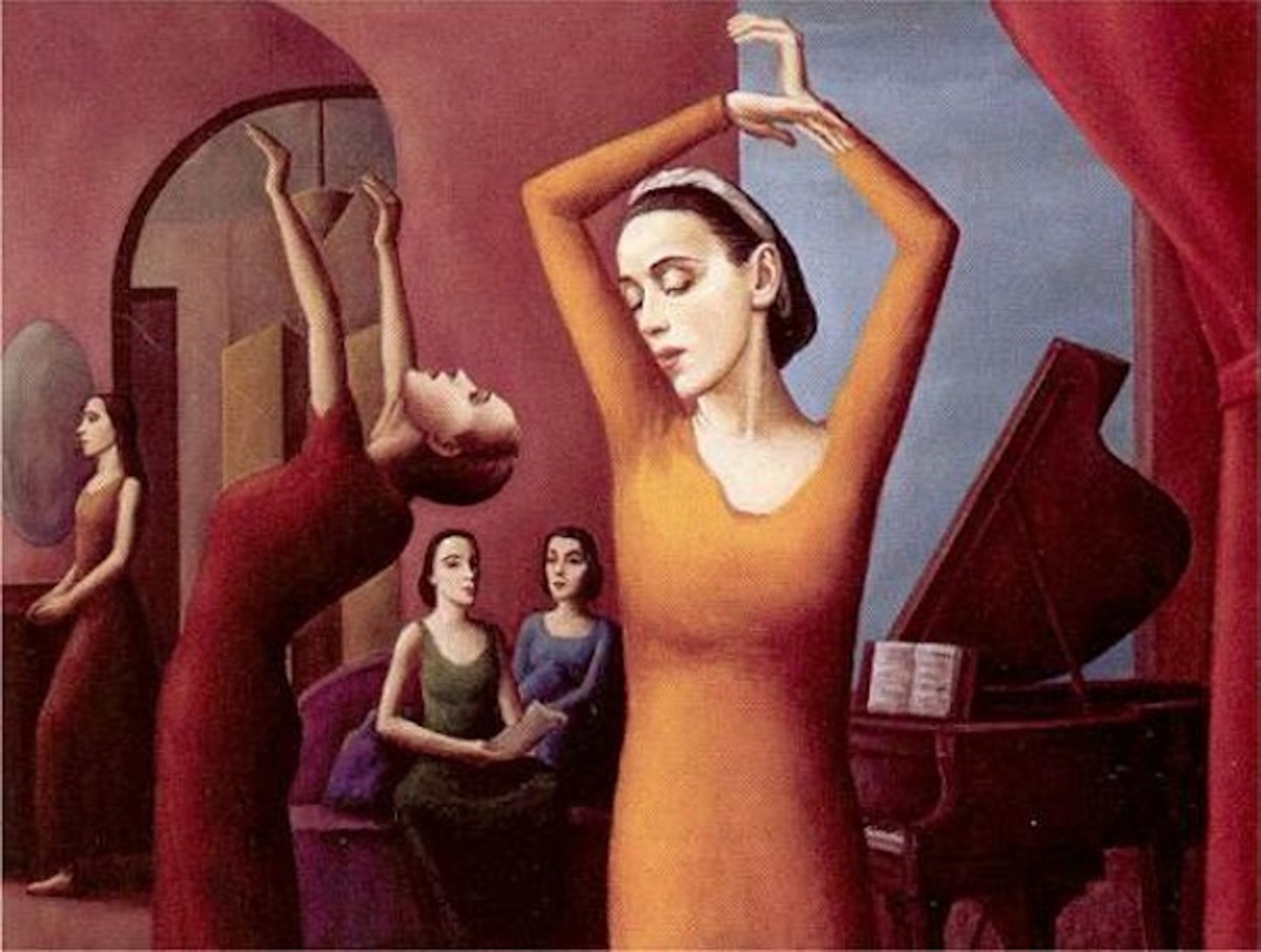 Paul Meltsner, Martha Graham Dance Class, oil on canvas, about 1939. Courtesy of the Wichita Art Museum