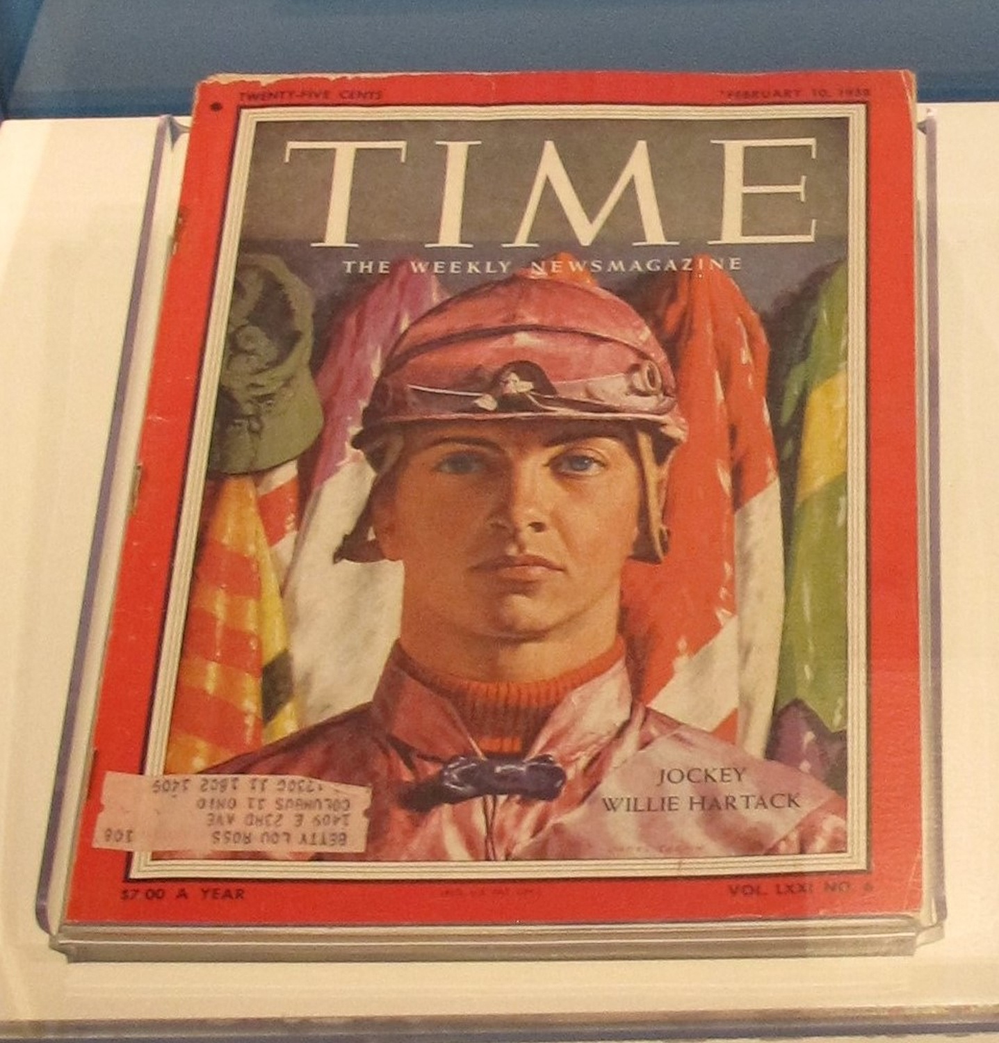 Time magazine with Bill Hartack on the cover, February 10, 1958. Currently on display in Smithsonian’s Portraits of Pittsburgh: Works from the National Portrait Gallery, August 11, 2020.