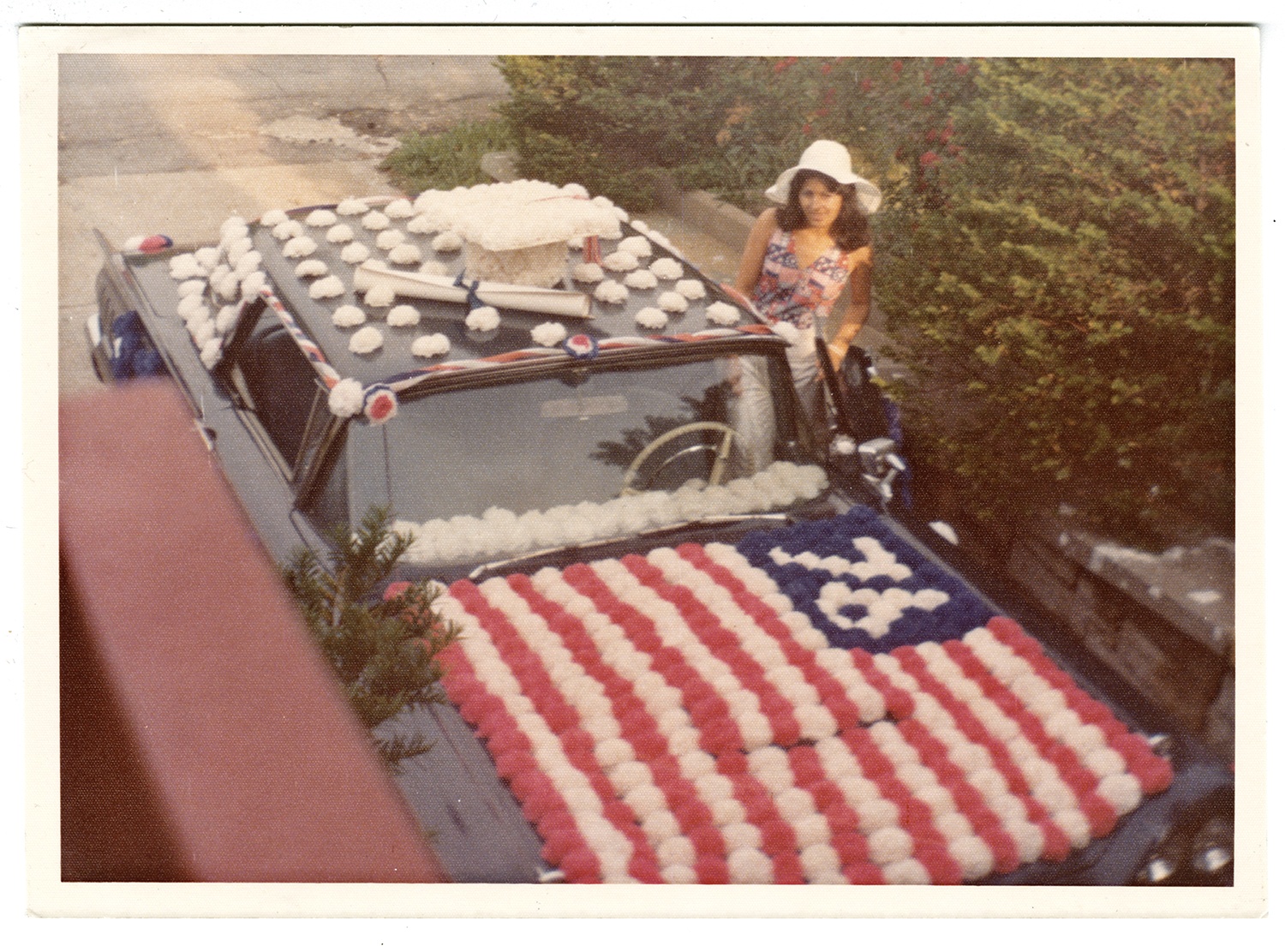 By the 1970s, Italian Americans had not only assimilated into American society, but embraced their hybrid identity in displays of pride for Italy and America. The Pasquale family of Beechview decorated their car for the American Bicentennial, 1976. Gift of Angela Pasquale