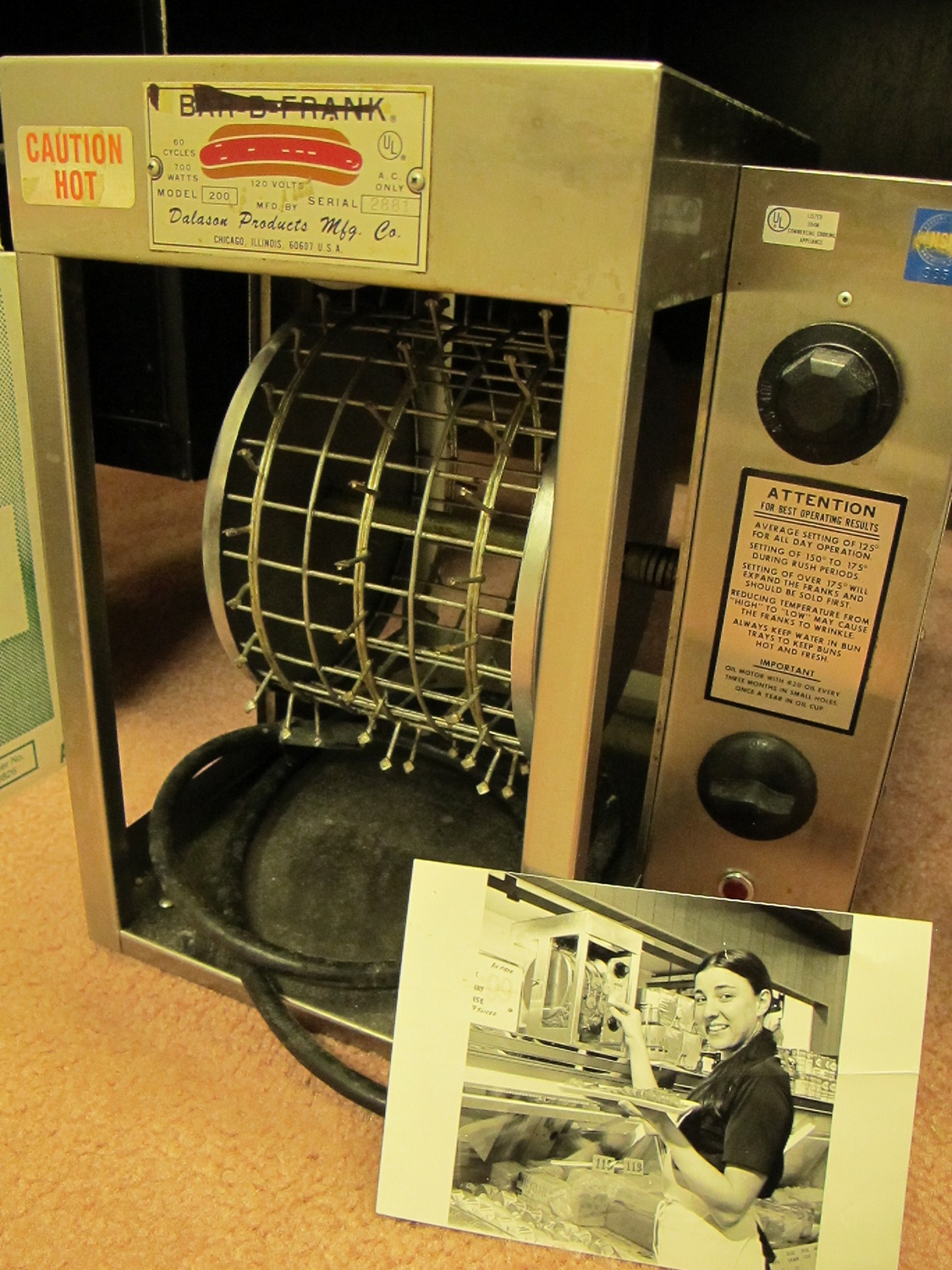 This “Bar-B-Frank” wheel allowed McGinnis store patrons to try a piece of the family’s famous Kielbasa.