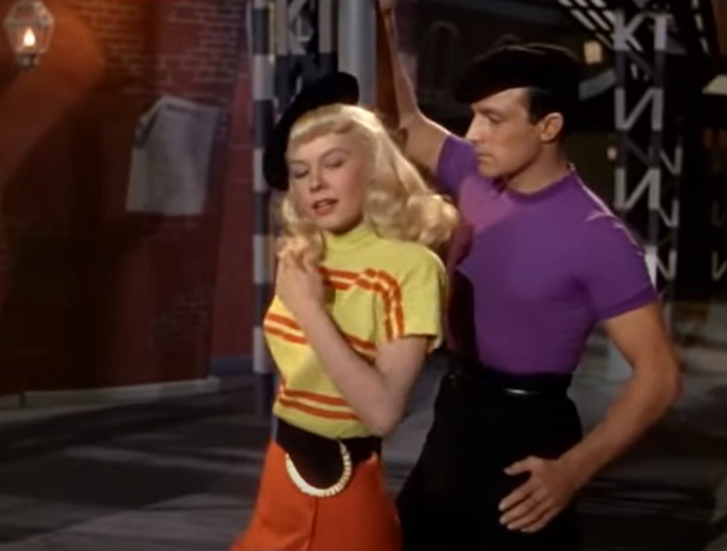 Gene Kelly and Vera Ellen appearing in the ballet “Slaughter on Tenth Avenue” from Words and Music, 1948. Screen capture from MGM trailer.