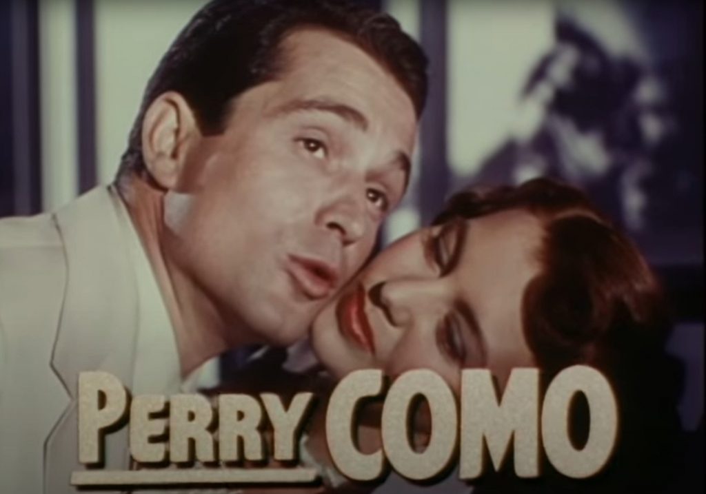 Perry Como appearing in the trailer for Words and Music, 1948. Screen capture from MGM trailer.