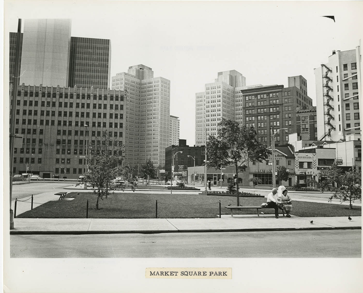 Detail showing one of the quadrants of the new Market Square Park, July 1964.