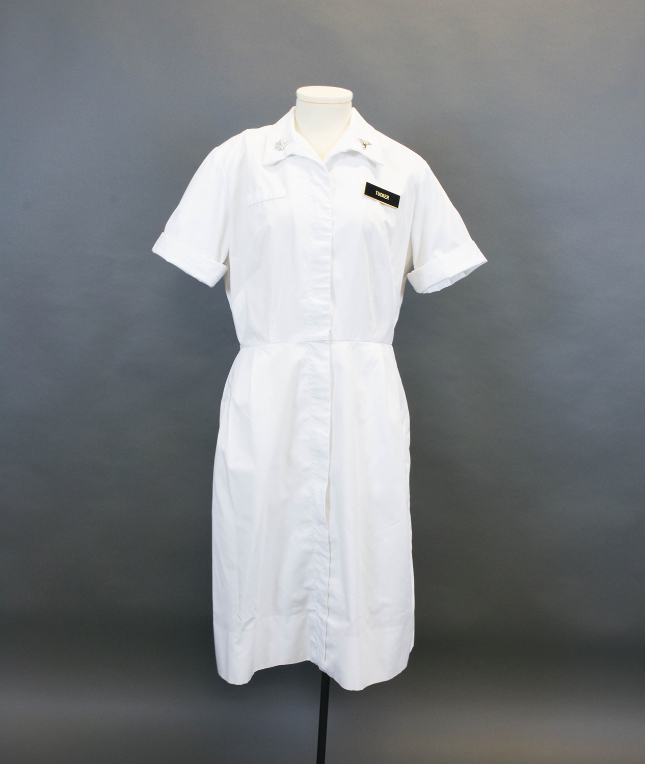 Nurse’s uniform worn by Patricia Tucker, 339th General Hospital Reserve Unit, 1970.