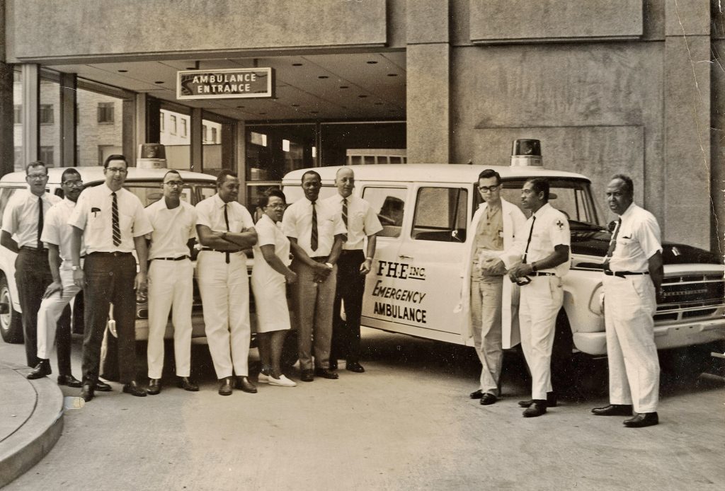 Freedom House Ambulance Service first day, Presbyterian University Hospital, Pittsburgh, c. June 16, 1968. Gift of Virginia “Ginny” Caligiuri.