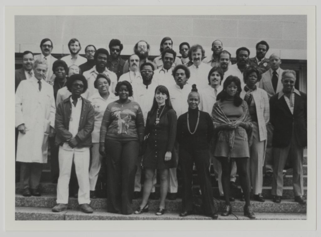 Group shot of employees of the Freedom House Ambulance Service, c. 1970s. Photograph by Jim Spiegel, Detre Library & Archives at the Heinz History Center.