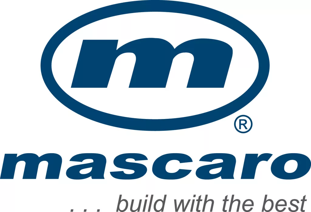 Blue and white logo with a bold lowercase m inside an oval shape; the word mascaro appears in lowercase letters below, and the phrase History Makers is partially visible underneath.