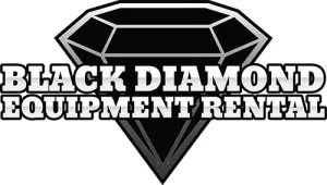 Logo featuring a large black diamond shape with the words Black Diamond Equipment Rental in bold, white capital letters across the center.