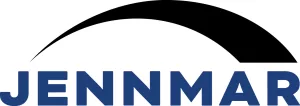 The JENNMAR logo with the company name in bold, blue capital letters positioned beneath a thick, black curved arc that extends from the top left to the upper right above the text.