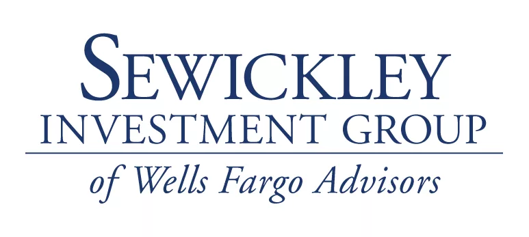 Logo with blue text reading “SEWICKLEY INVESTMENT GROUP OF WELLS FARGO ADVISORS” in all capitalized, italicized letters; the text is separated by lines and styled to resemble classic bocce tournament banners.