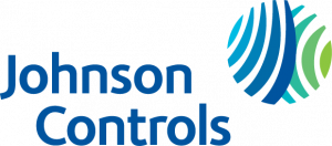 Johnson Controls logo featuring the company name in blue text alongside a circular emblem composed of blue and green curved lines, displayed at the Heinz History Center bocce tournament.