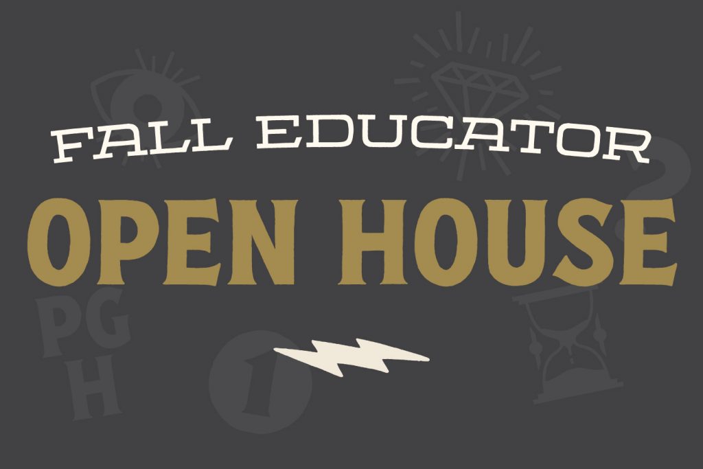 A black and white sign with white lettering announces an upcoming educator open day at the history museum. *AI generated alt text