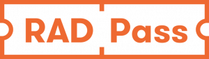An orange ticket-shaped graphic with RAD Pass in bold orange letters on a white background referencing Heinz History Center. *AI generated alt text