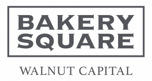 Gray and white logo featuring "Bakery Square" in bold, uppercase letters within a rectangle, "Walnut Capital" below in smaller text. *AI generated alt text