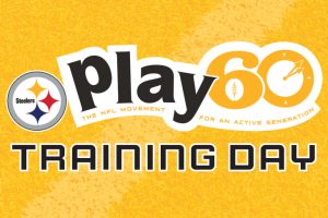 Yellow display featuring the Steelers logo, 