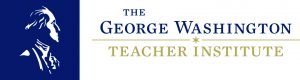 Logo with a white silhouette of George Washington’s profile on blue, next to institute’s name in blue and gold text on white. *AI generated alt text