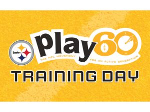 Yellow graphic with Pittsburgh Steelers logo, 
