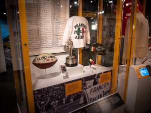 A museum display case with a 