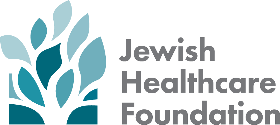 The museum logo for the Jewish Healthcare Foundation with blue stylized leaves on the left and gray organization name on the right. *AI generated alt text