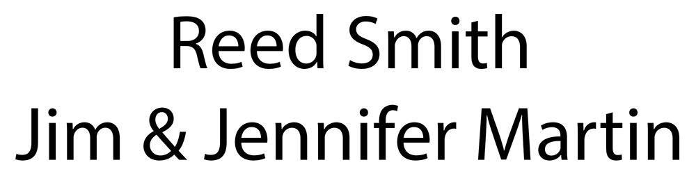 The image displays the words “Reed Smith Jim & Jennifer Martin” in large, bold, black letters against a white background. *AI generated alt text