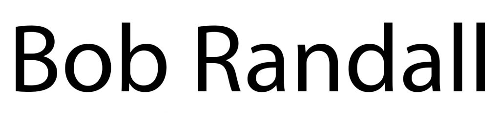 The image shows the name Bob Randall in prominent, bold black lettering centered on a plain white background. *AI generated alt text
